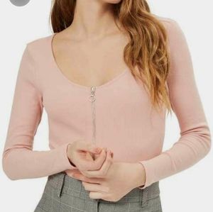 Topshop Ring Pull Zip Bodysuit - Size 6